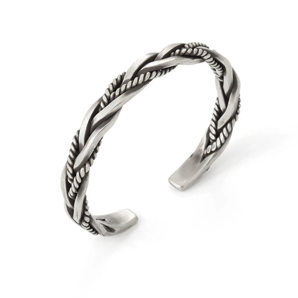 Heavy Braided Cuff Bracelet | 925 Sterling Silver - Picture 7 of 13